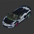 Sleek White Super Sports Car With Carbon Fiber Roof And Rear Spoiler