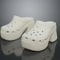 Women's White Clogs with Thick Sole and High Heel Casual Slippers Design