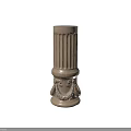 Classical Decorative Roman Column With Fluted Shaft And Carved Stone Base 3d model