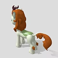 Cute Cartoon Pony Character With White Body Brown Mane And Green Hooves