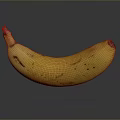 Ripe Yellow Banana With Brown Spots On Smooth Reflective Surface