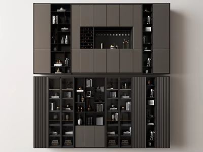 Elegant Modern Wine Cabinet With Glass Doors And Multi Layer Storage Shelves 3d model
