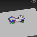 Electric Toy Racing Car With Blue White Red Body And Green Wheels Design