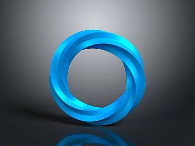 Blue 3D Circular Ring Design With Shiny Reflective Surface And Glossy Finish 3d model