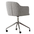 Gray Fabric Office Chair With Armrests Metal Base And Swivel Rolling Wheels