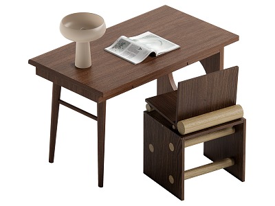 Quiet wind desk and chair combination 3d model