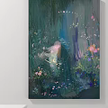 Vibrant Abstract Painting With Surreal Nature Elements And Colorful Flowers