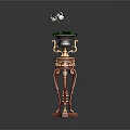 Orchid Plant In Decorative Gold Trimmed Pedestal With White Circular Base