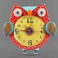 Colorful Decorative Owl Shaped Clock With Yellow Dial Patterned Wings And Striped Legs