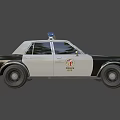 Classic Black And White Police Car With Red Blue Lights And Front Push Bumper