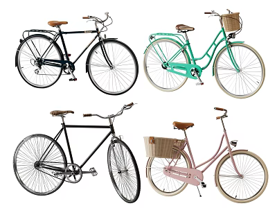 Variety Of Stylish Bicycles With Different Designs 3d model