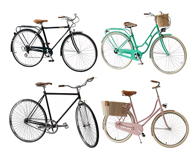 Variety Of Stylish Bicycles With Different Designs 3d model