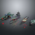 Futuristic Water Transport Vehicles With Sleek Designs And Green Red Accents