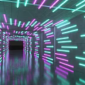 Neon Light Decorated Event Passage With Modern Tunnel Structure And Vibrant Illumination 3d model