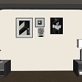 Elegant Arched Bedroom Accent Wall With Black White Artworks Nightstands Pink Flowers And Table Lamp