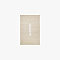 Square Rug With Striped Pattern Central Neutral Panel Light Beige Tone And Non Slip Underlay 3d model