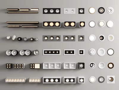 Various Downlights And Spotlights With Different Designs Shapes Sizes And Colors 3d model