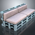 Outdoor Sofa Made With Wooden Pallets With Soft Pink Cushions For Comfortable Seating