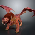 Fantasy Red Brown Lion Head Dragon Wings Game Movie Character Design