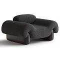 Modern Black Single Seater Sofa With Textured Fabric Curved Arms And Solid Legs