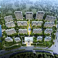 Aerial View Planning of Modern Residential Community with River Green Spaces and Road Network
