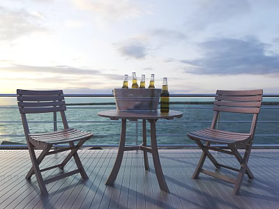 Modern leisure table and chair combination leisure seat 3d model