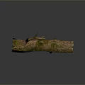 Natural Wood Log With Mossy Texture And Stone Elements For Decorative Use 3d model