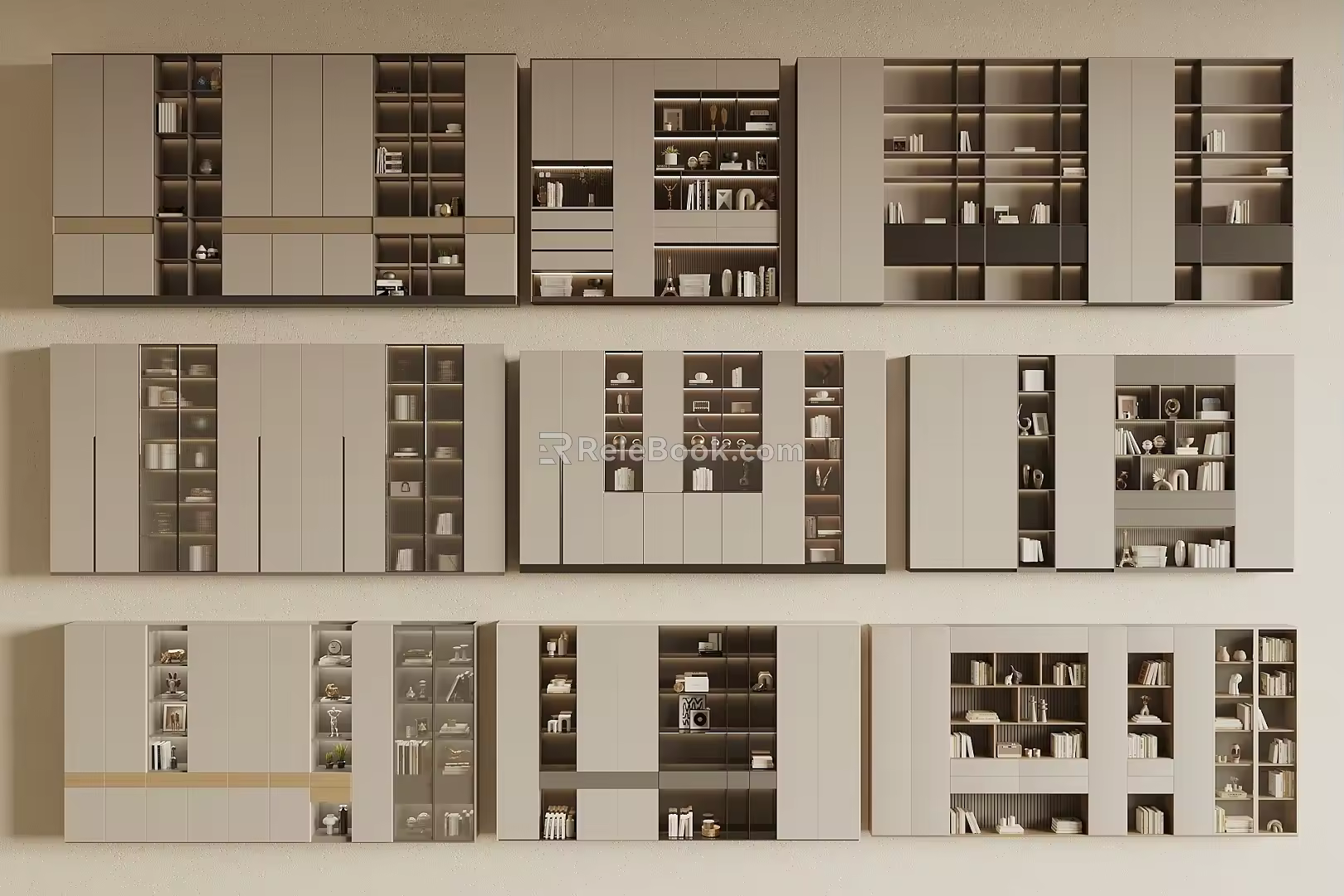 Modern Bookcase Study Bookcase Office Bookcase Finished Bookcase Open Bookcase 3d model