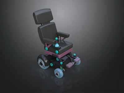 Medical Device Electric Wheelchair With Black Seat Purple Frame And Blue Accents 3d model