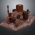 Rusty Military Vehicle 3D Model Featuring Metal Turret Tracks And Rocky Base