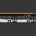 Orange And White Megabus With Large Windows And Double Doors Design