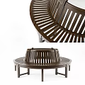 Durable Wooden Outdoor Chair With Modern Round Striped Slat Seating Design