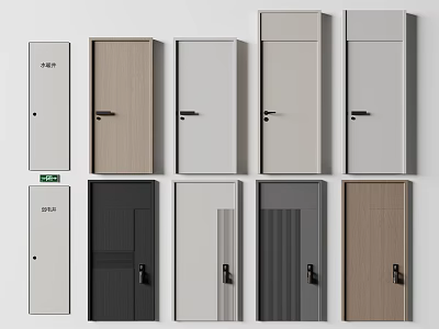 Modern Solid Wood Door Combination Entry Door Bedroom Door Fire Door 3d model