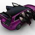 Purple SUV Exterior And High Tech Interior With Digital Screens 3d model