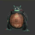 Cute Round Brown Cartoon Character 3D Model With Glowing Belly 3d model