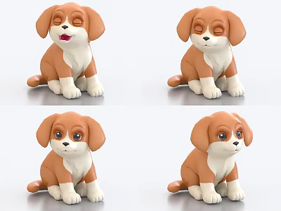 Cartoon Puppy with Binding and Animation Cartoon Pet Dog Cartoon Small Animals 3d model