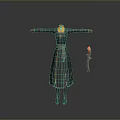 Traditional Black Dress With Orange Gold Decorations And Red Belt Accessory