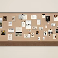 Corkboard With Various Pinned Papers Photos Notes And Cards On Wall 3d model