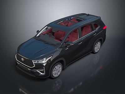 Black Toyota SUV With Red Interior Panoramic Sunroof Silver Wheels And Modern Design 3d model
