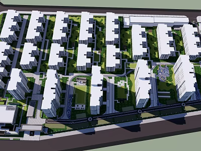 Organized Residential Landscape With Modern Buildings Green Spaces And Public Areas 3d model