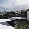 Modern Garden Landscape Design With Curved Paths Lush Greenery And Flowering Trees