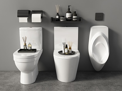 Toilet Smart Toilet Urinal Bathroom Small Bath Supplies Bathroom Supplies Toilet Paper Box 3d model