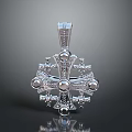 Silver Cross Pendant With Round Accents And Star Details Fashion Accessory