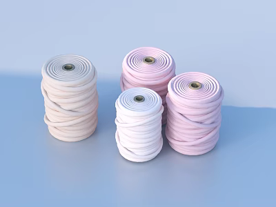 Soft Colored Household Rolls In Beige White Pink For Daily Home Use 3d model