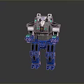 Game and Movie Robot Character with Silver Blue Mechanical Body and Detailed Metal Joints