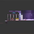 Modern Station Design With Extended Platform Purple Roof And Yellow Seating Areas