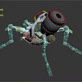 Futuristic Mechanical Spider Creature With Multiple Legs And Red Circular Metallic Body 3d model
