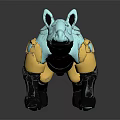Turquoise Wolf Like Animal Toy With Golden And Black Mechanical Parts Design