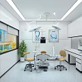 Modern Dental Clinic Interior With Treatment Chair Lights And White Cabinets