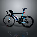 Sleek Modern Road Bicycle With Carbon Fiber Frame Black Blue Aerodynamic Wheels